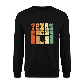 Texas Vintage Retro - Unisex Pullover - Schwarz - Vorne - Alina (178cm) & Michal (187cm)