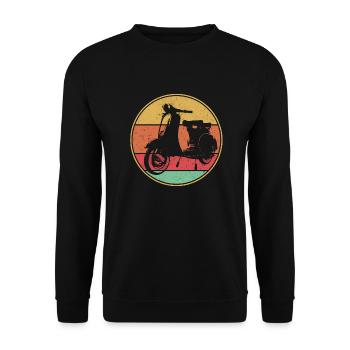 Retro Moped Scooter Vintage Mofa Roller - Unisex Pullover - Schwarz - Vorne - Alina (178cm) & Michal (187cm)