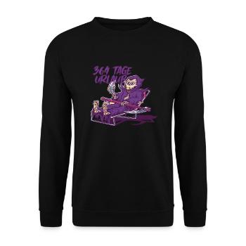 Lustiges Skelett Tod Halloween Kostüm Design 2022 - Unisex Pullover - Schwarz - Vorne - Alina (178cm) & Michal (187cm)