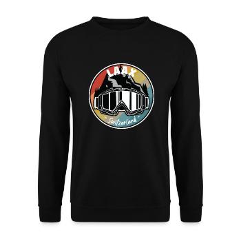 Skifahren in Laax Schweiz - Unisex Pullover - Schwarz - Vorne - Alina (178cm) & Michal (187cm)