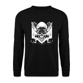 Halloween or horror skull with ornaments - Unisex Sweatshirt - black - Front - Alina (178cm) & Michal (187cm)