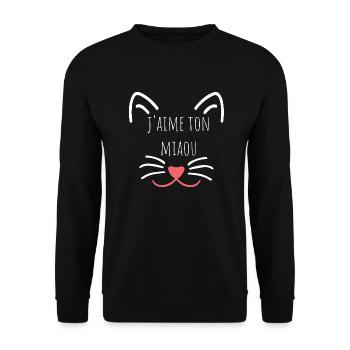 j'aime ton miaou - Sweat-shirt Unisexe - noir - Devant - Alina (178cm) & Michal (187cm)