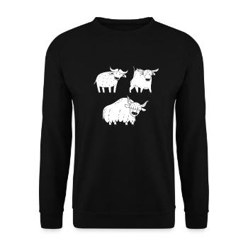 3 cows line art black and white - Unisex Sweatshirt - black - Front - Alina (178cm) & Michal (187cm)