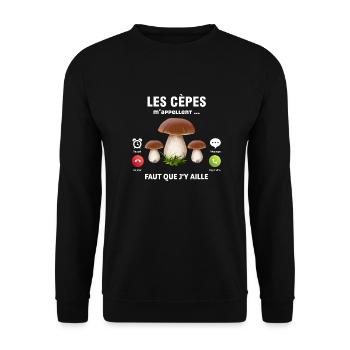 les cèpes m'appellent fait que j'aille humour cèpe - Sweat-shirt Unisexe - noir - Devant - Alina (178cm) & Michal (187cm)