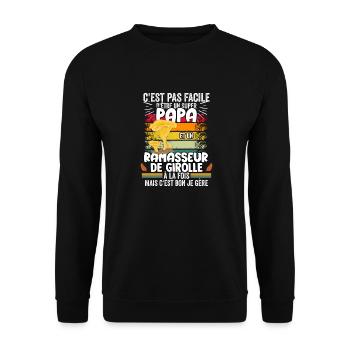 Papa ramasseur de Girole humour Champignons girole - Sweat-shirt Unisexe - noir - Devant - Alina (178cm) & Michal (187cm)