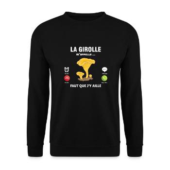 la girolle m'appelle faut que j'y aille Champignon - Sweat-shirt Unisexe - noir - Devant - Alina (178cm) & Michal (187cm)