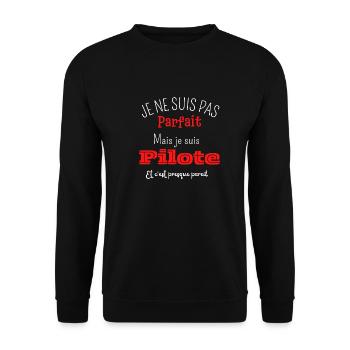 Pas parfait mais pilote - Sweat-shirt Unisexe - noir - Devant - Alina (178cm) & Michal (187cm)