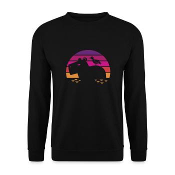 Hippopotamus - Sunset - Flusspferd - Nilpferd - Unisex Pullover - Schwarz - Vorne - Alina (178cm) & Michal (187cm)