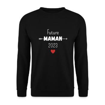Future maman 2023 - Sweat-shirt Unisexe - noir - Devant - Alina (178cm) & Michal (187cm)