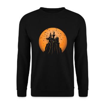 Creepy Castle & Spooky Moon Halloween Costume Gift - Unisex Sweatshirt - black - Front - Alina (178cm) & Michal (187cm)