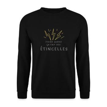 Ça fait des étincelles | Joli Cadeau de Noël - Sweat-shirt Unisexe - noir - Devant - Alina (178cm) & Michal (187cm)