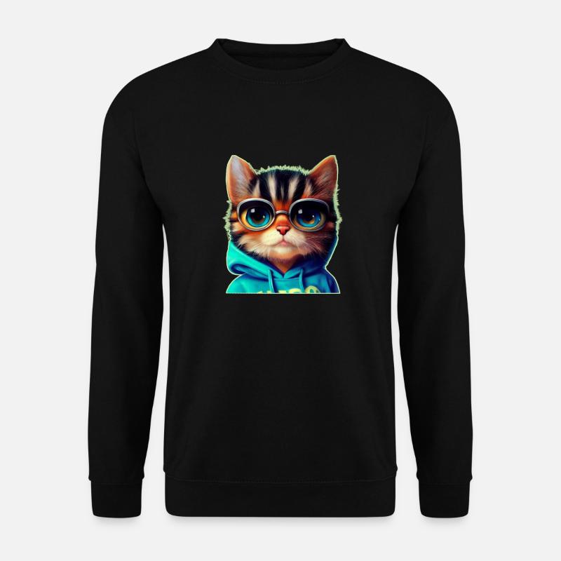 Cat with glasses - Unisex Sweatshirt - black