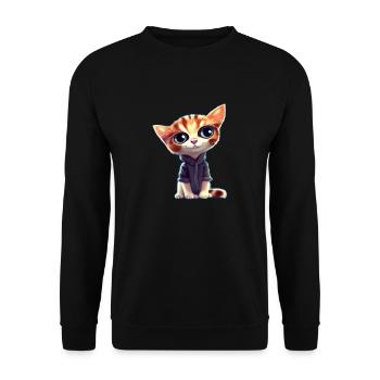 Super cute cat - Unisex Sweatshirt - black - Front - Alina (178cm) & Michal (187cm)