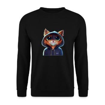 Katze mit Pullover 1 - Unisex Pullover - Schwarz - Vorne - Alina (178cm) & Michal (187cm)