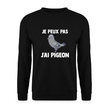 Je peux pas j'ai Pigeon - Sweat-shirt Unisexe - noir - Devant - Alina (178cm) & Michal (187cm)