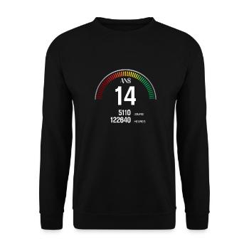 Anniversaire 14 ans Compteur - Sweat-shirt Unisexe - noir - Devant - Alina (178cm) & Michal (187cm)