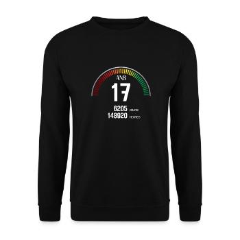 Anniversaire 17 ans Compteur - Sweat-shirt Unisexe - noir - Devant - Alina (178cm) & Michal (187cm)