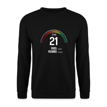 Anniversaire 21 ans Compteur - Sweat-shirt Unisexe - noir - Devant - Alina (178cm) & Michal (187cm)