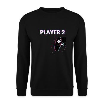 Player 2 Glitch Humor Gift Gamer Couple Love - Unisex Sweatshirt - black - Front - Alina (178cm) & Michal (187cm)