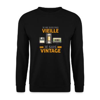 Je ne suis pas vieille je suis vintage famille - Sweat-shirt Unisexe - noir - Devant - Alina (178cm) & Michal (187cm)