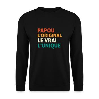 Papou l'orginal Le Vrai L'unique - Sweat-shirt Unisexe - noir - Devant - Alina (178cm) & Michal (187cm)