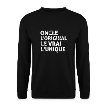 Oncle l'orginal Le Vrai L'unique - Sweat-shirt Unisexe - noir - Devant - Alina (178cm) & Michal (187cm)