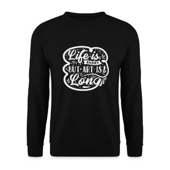 La vie est courte L’art est long - Sweat-shirt Unisexe - noir - Devant - Alina (178cm) & Michal (187cm)