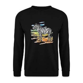 Zebra - Unisex Pullover - Schwarz - Vorne - Alina (178cm) & Michal (187cm)