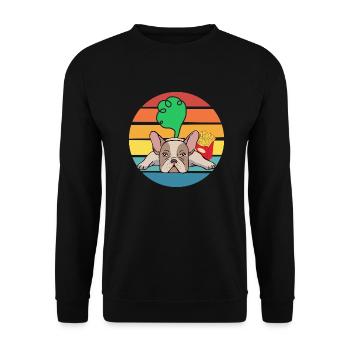 Funny Bulldog. Funny bulldog. Bulldog farts. - Unisex Sweatshirt - black - Front - Alina (178cm) & Michal (187cm)
