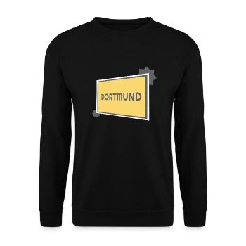 Dortmund Ortsschild - modern grey - Unisex Pullover - Schwarz - Vorne - Alina (178cm) & Michal (187cm)