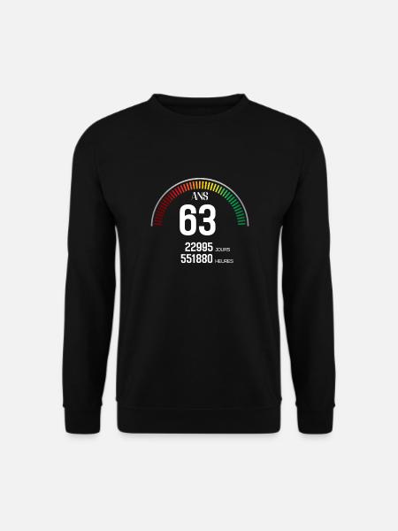 Anniversaire 63 ans Compteur - Sweat-shirt Unisexe - noir