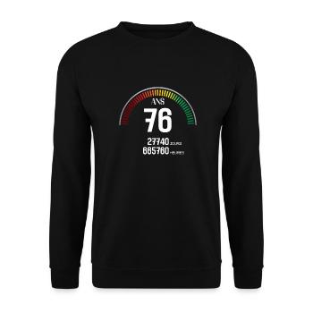 Anniversaire 76 ans Compteur - Sweat-shirt Unisexe - noir - Devant - Alina (178cm) & Michal (187cm)