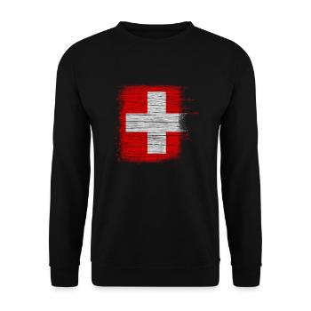 Flagge der Schweiz - Unisex Pullover - Schwarz - Vorne - Alina (178cm) & Michal (187cm)