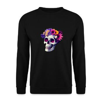 Skull with floral decoration - Unisex Sweatshirt - black - Front - Alina (178cm) & Michal (187cm)