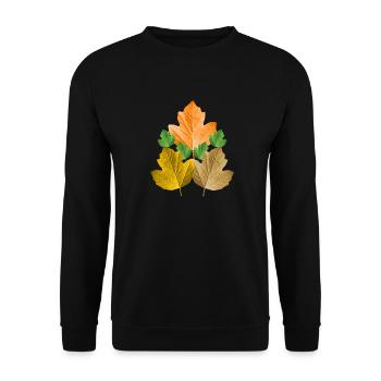 bunte Blätter von einem Baum im Herbst Blatt Laub - Unisex Pullover - Schwarz - Vorne - Alina (178cm) & Michal (187cm)
