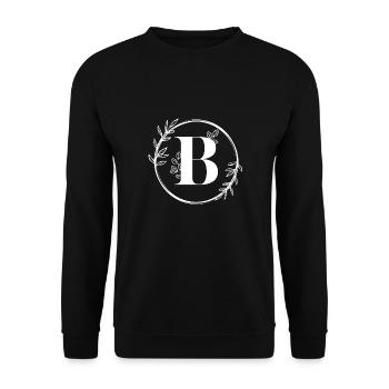 Blumenbuchstabe B - Unisex Pullover - Schwarz - Vorne - Alina (178cm) & Michal (187cm)