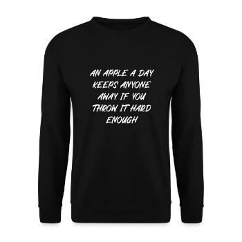 An apple a day keeps anyone away if you throw it - Unisex Pullover - Schwarz - Vorne - Alina (178cm) & Michal (187cm)