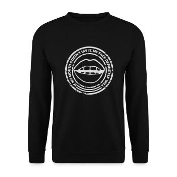 my face definitely will - Unisex Pullover - Schwarz - Vorne - Alina (178cm) & Michal (187cm)
