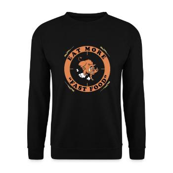 Hunting – Eat more fast food – by OBV - Unisex Sweatshirt - black - Front - Alina (178cm) & Michal (187cm)