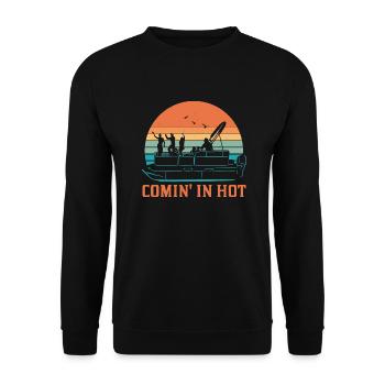 Pontonboot Kapitän Bootfahren See Pontoon - Unisex Pullover - Schwarz - Vorne - Alina (178cm) & Michal (187cm)