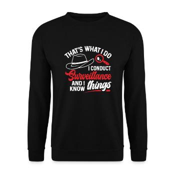 Spion Privatdetektiv Ermittler Detektiv Geschenk - Unisex Pullover - Schwarz - Vorne - Alina (178cm) & Michal (187cm)