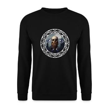 Des guerriers squelettes vikings avec les corbeaux d’Odin - Sweat-shirt Unisexe - noir - Devant - Alina (178cm) & Michal (187cm)
