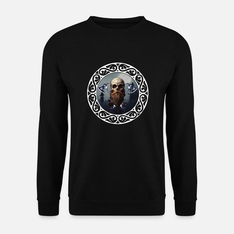 Wikinger Skellet Krieger mit Odins Raben - Unisex Pullover - Schwarz