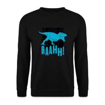 Dino Design Shirt Lustig Ausdruck - Unisex Pullover - Schwarz - Vorne - Alina (178cm) & Michal (187cm)