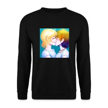 LGBT Queer Kuss 🌈🌈 - Unisex Pullover - Schwarz - Vorne - Alina (178cm) & Michal (187cm)
