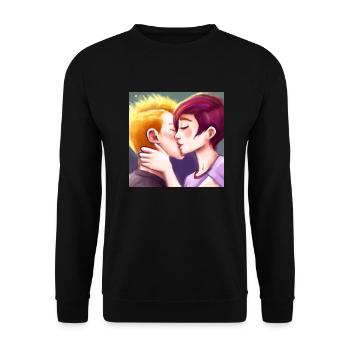 LGBT Queer kiss 🌈🌈 - Unisex Sweatshirt - black - Front - Alina (178cm) & Michal (187cm)