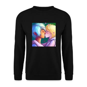 LGBT Queer kiss 🌈🌈 - Unisex Sweatshirt - black - Front - Alina (178cm) & Michal (187cm)
