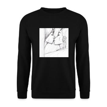 LGBT Queer Kuss 🌈🌈 - Unisex Pullover - Schwarz - Vorne - Alina (178cm) & Michal (187cm)