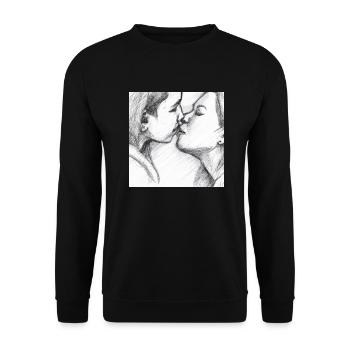LGBT Queer Kuss 🌈🌈 - Unisex Pullover - Schwarz - Vorne - Alina (178cm) & Michal (187cm)