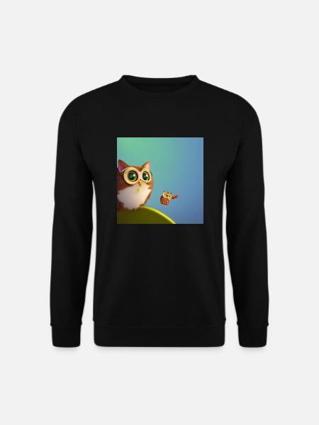 Cat and owl - Unisex Sweatshirt - black